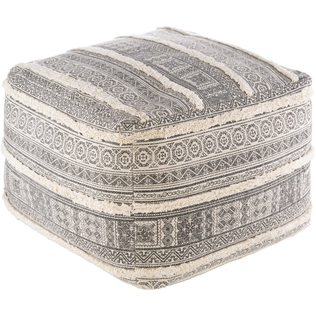 Busan BSPF-001 Hand Woven Pouf in Beige & Charcoal by Surya