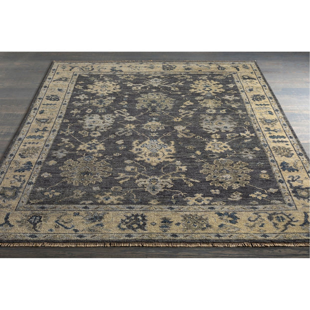 Biscayne BSY-2307 Hand Knotted Rug in Charcoal & Butter by Surya