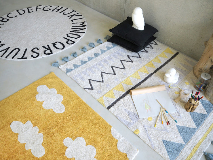 Round ABC Rug in Natural & Black design by Lorena Canals