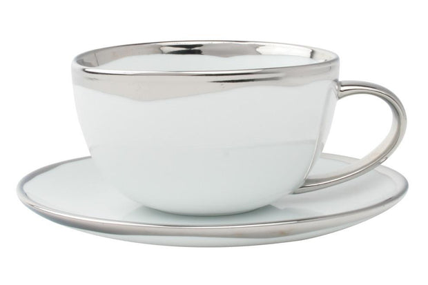 Dauville Platinum Glazed Cup & Saucer