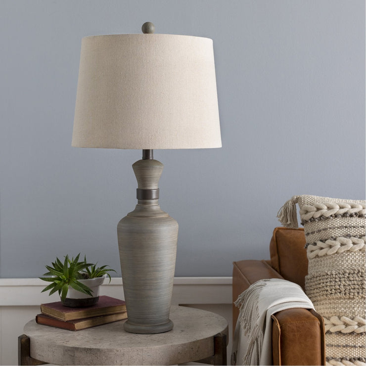 Caleb CAB-001 Table Lamp in Gray Body & Off-White Shade by Surya