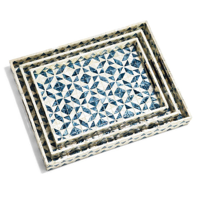 product image for Geometric Set of 3 Mother of Pearl Gallery Trays 76