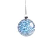 Silver and Blue Sequin Ball Ornament in Various Sizes
