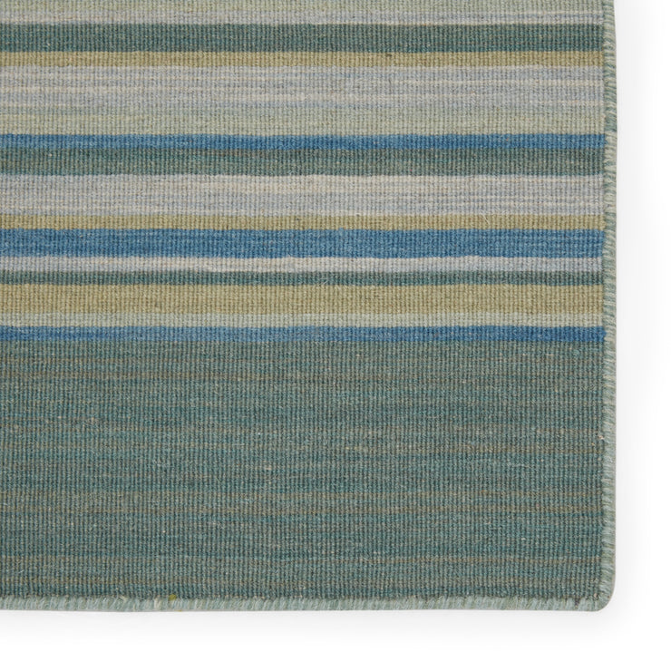 Kiawah Handmade Stripe Blue & Turquoise Area Rug