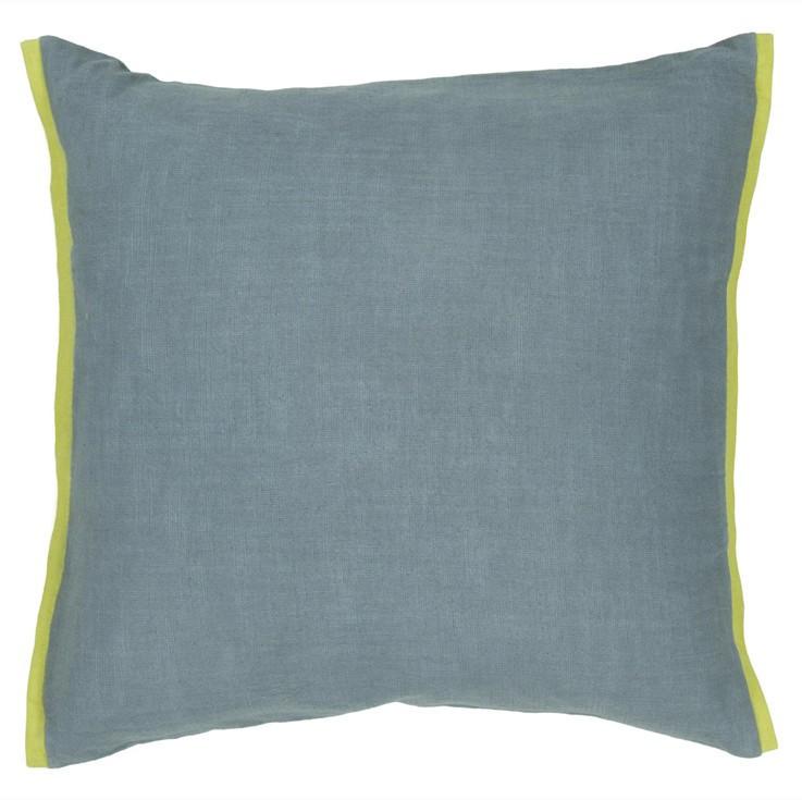 Handmade Contemporary Pillow, Blue w/ Green Edge