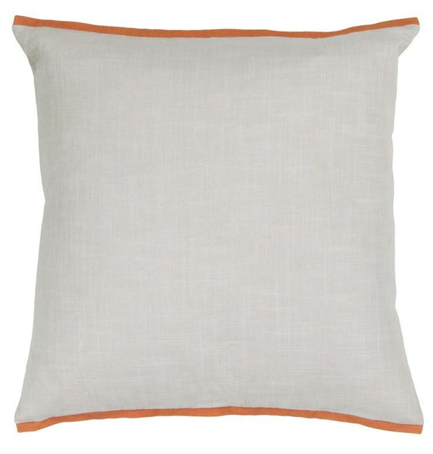 Handmade Contemporary Pillow, White w/ Orange Edge