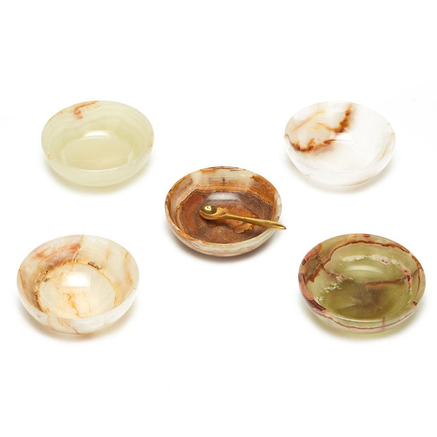 Onyx-Marble Bowl with Golden Spoon in Gift Box with 5 Assorted Colors