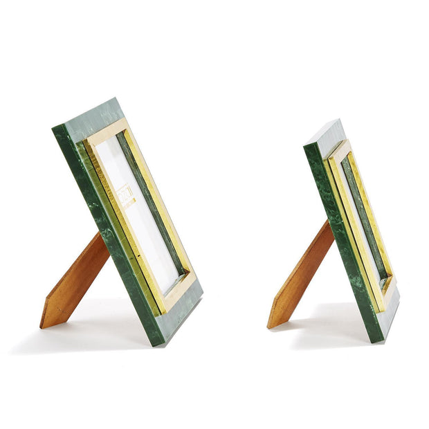 Aventurine Green and Gold Photo Frames, Set of 2