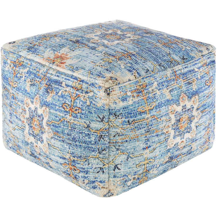 Devonshire DSPF-001 Woven Pouf in Sky Blue & White by Surya