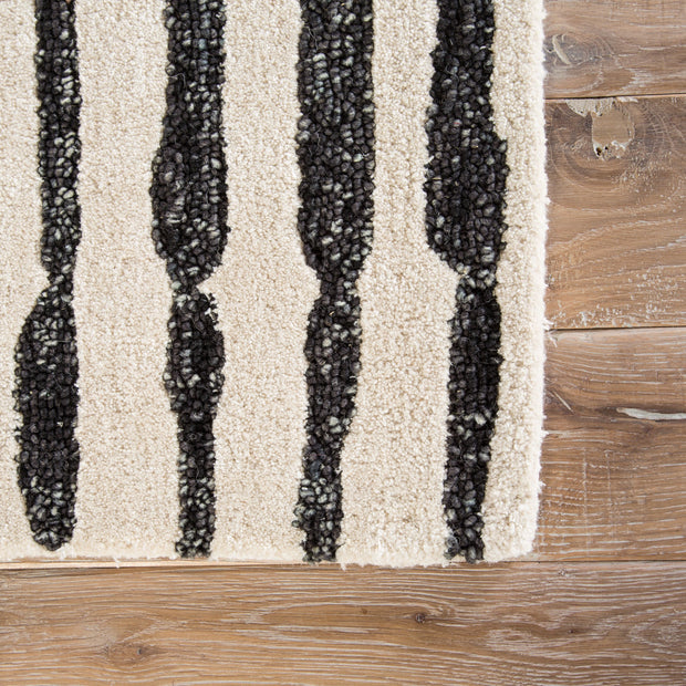 Saville Handmade Abstract White & Black Area Rug