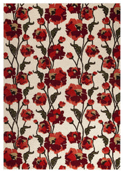 Fiore Collection Hand Tufted Wool Area Rug in White and Red design by Mat the Basics