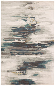 Ryenn Handmade Abstract Teal & Gray Area Rug