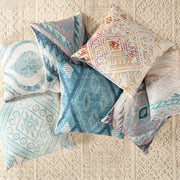Sinai Indoor/ Outdoor Tribal Blue & Multicolor Pillow