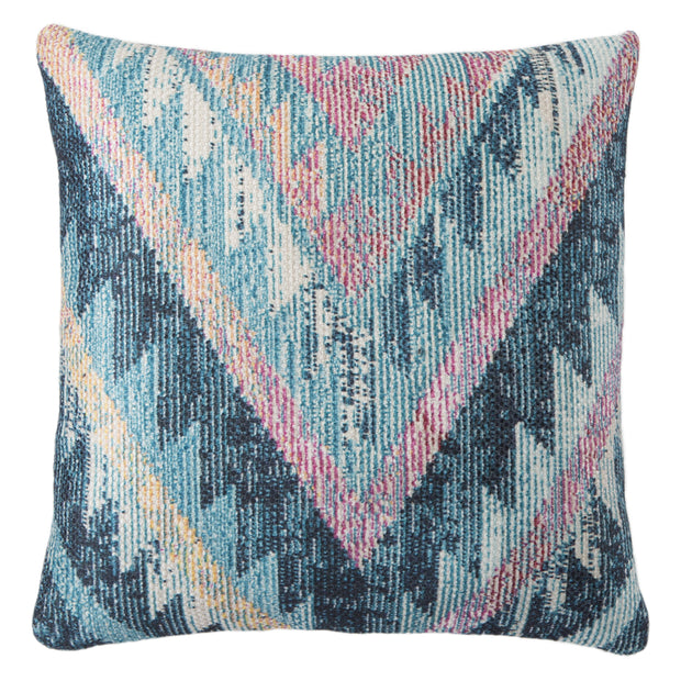 Petra Indoor/ Outdoor Tribal Blue & Multicolor Pillow