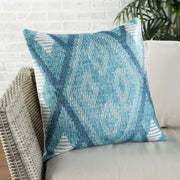 Sadler Indoor/ Outdoor Tribal Blue & White Pillow