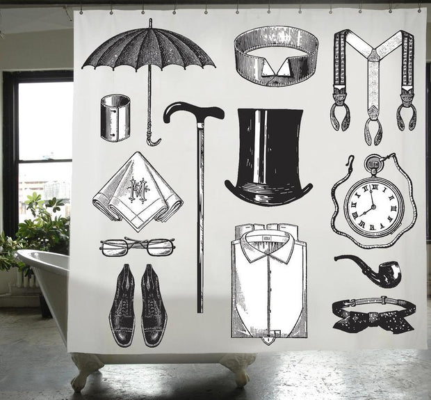Gentleman Canvas Shower Curtain design by Izola