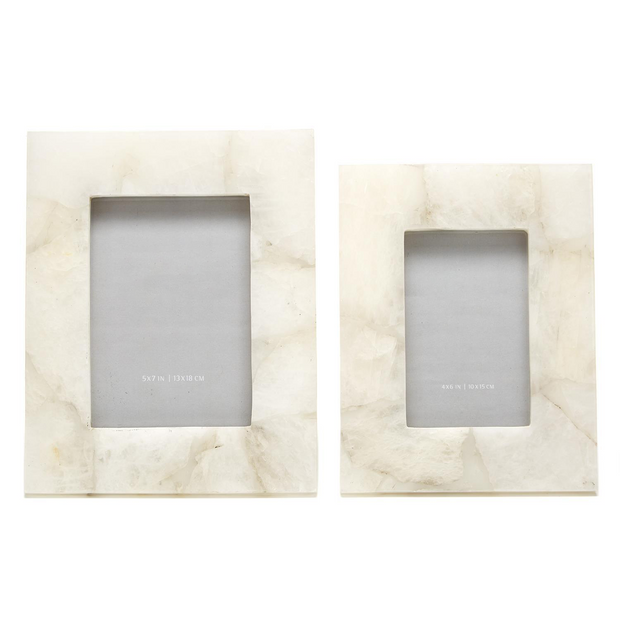 Set of 2 White Quartz Photo Frames