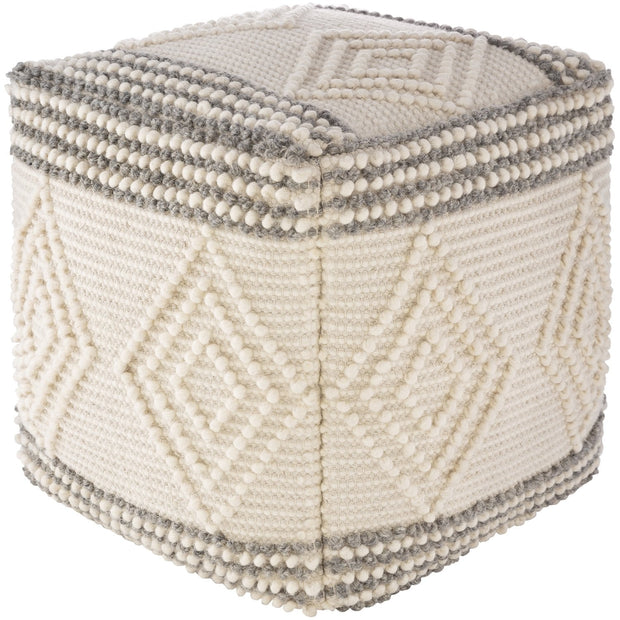 Hygge HGPF-003 Hand Woven Pouf in Charcoal & White by Surya