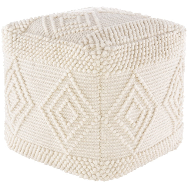 Hygge HGPF-004 Hand Woven Pouf in White by Surya