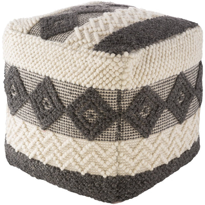 product image of Hygge HGPF-005 Hand Woven Pouf in Charcoal & White by Surya 537