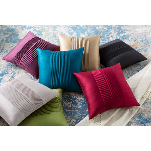 Solid Pleated Dark Green Pillow Roomscene Image