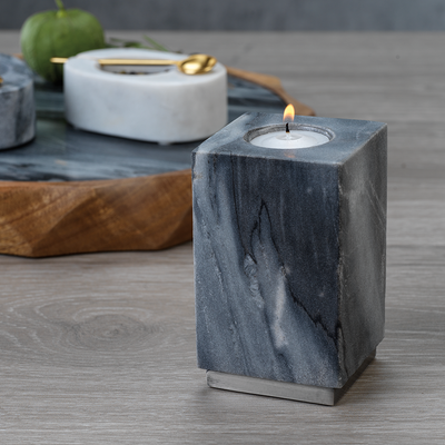 product image for Tuscan Gray Marble Tealight Holder on Nickel Base 97