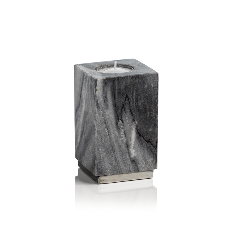 media image for Tuscan Gray Marble Tealight Holder on Nickel Base 26