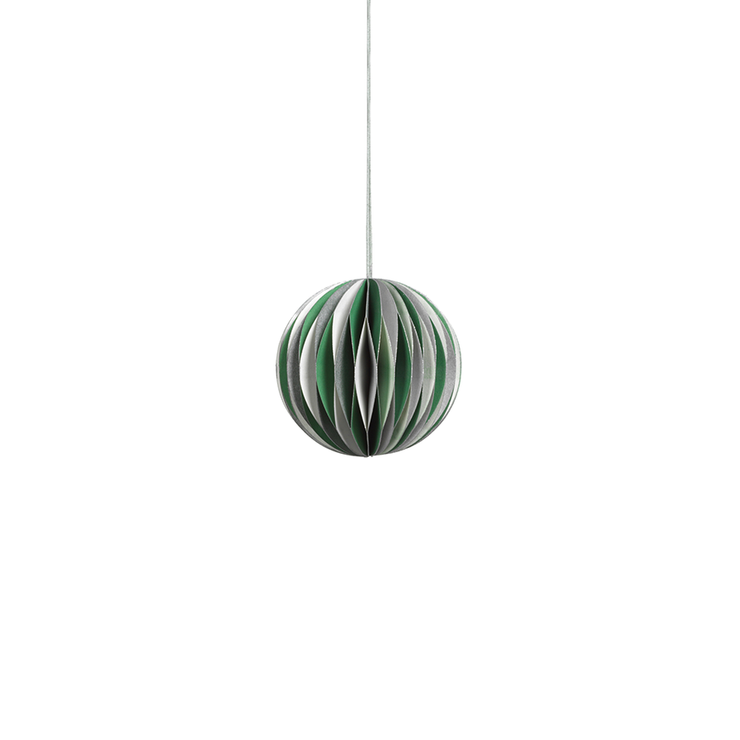 Wish Paper Decorative Ball Ornaments - Off White, Dark Green and Silver