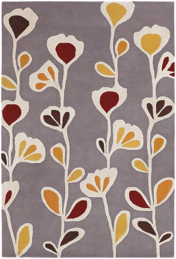 Inhabit Collection Hand-Tufted Area Rug, Grey w/ Flowers