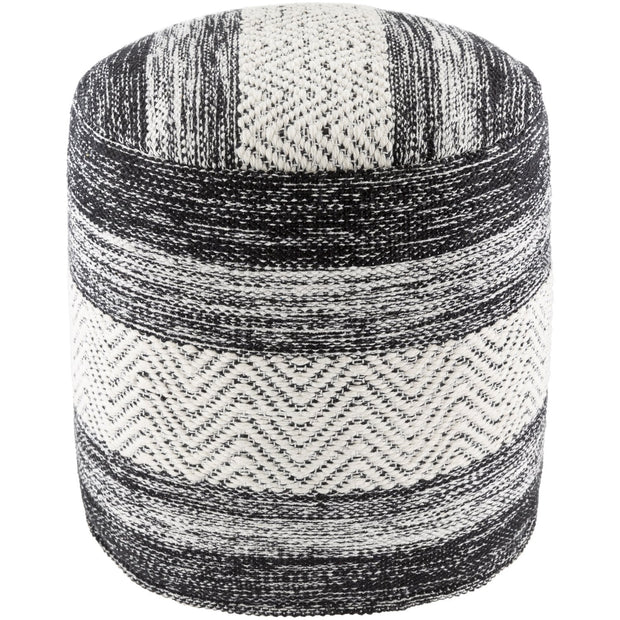 Levi IVPF-003 Woven Pouf in Black & Cream by Surya