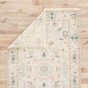 Hacci Hand-Knotted Floral Cream & Blue Area Rug