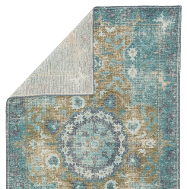 Modify Hand-Knotted Medallion Teal & Olive Area Rug