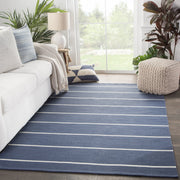 Corbina Indoor/ Outdoor Stripe Dark Blue & Ivory Area Rug