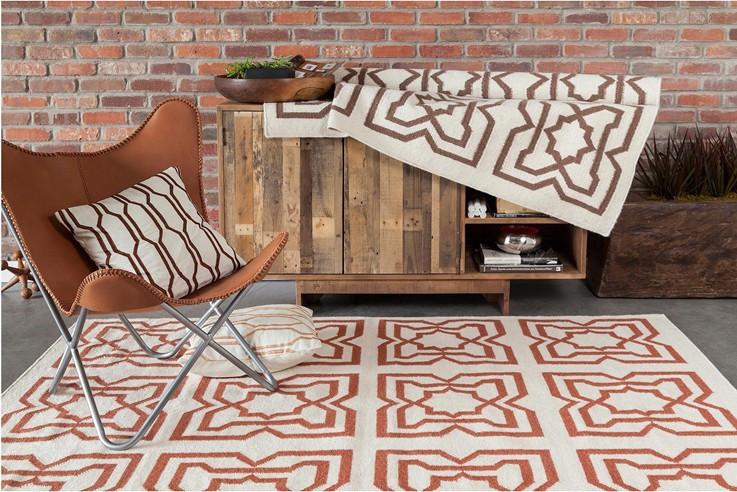 Lima Collection Hand-Woven Area Rug, Beige & Red
