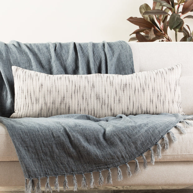 Linnean Stripe White & Gray Pillow design by Jaipur Living
