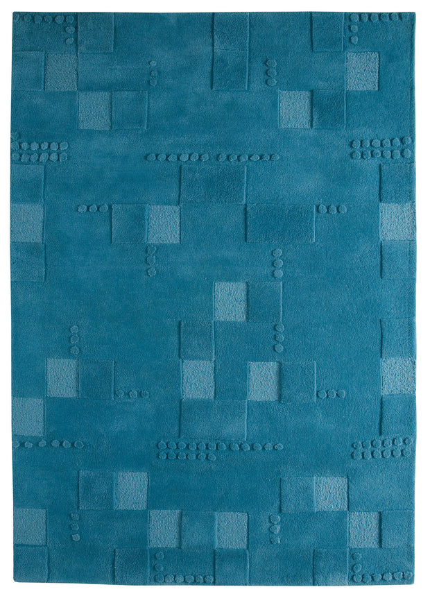 Miami Collection Hand Tufted Wool Area Rug in Turquoise design by Mat the Basics