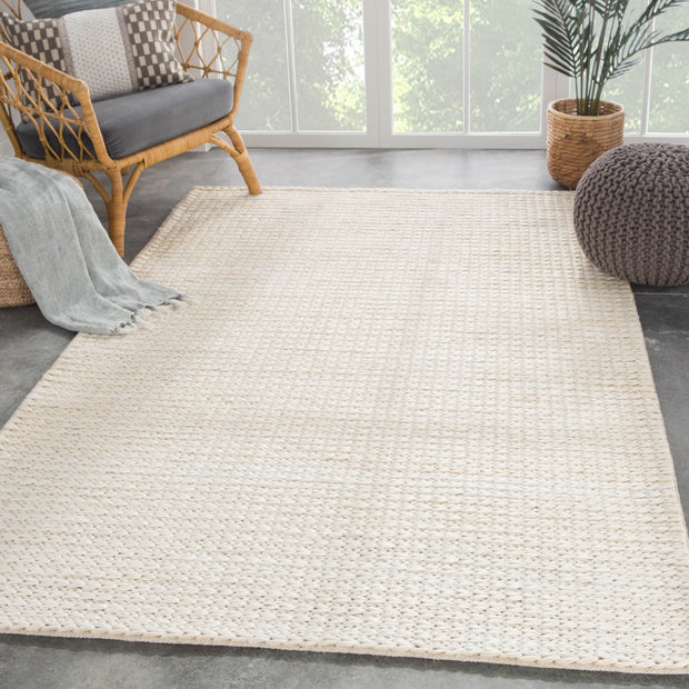 Calista Natural Solid White Area Rug