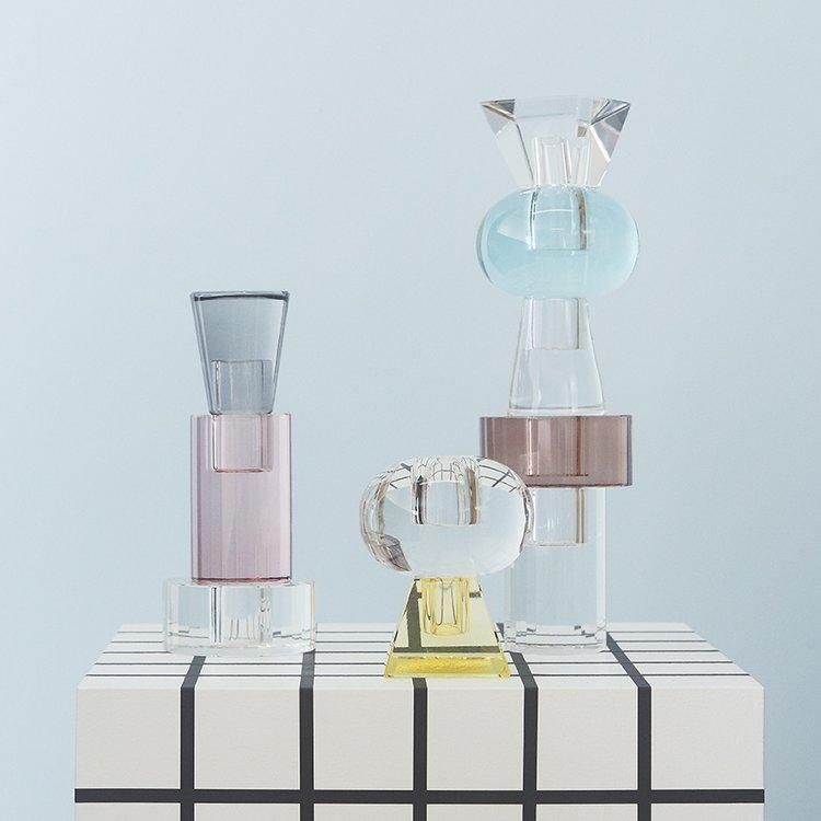 media image for Nordic Glass Candleholder - Low Facet - Clear 23