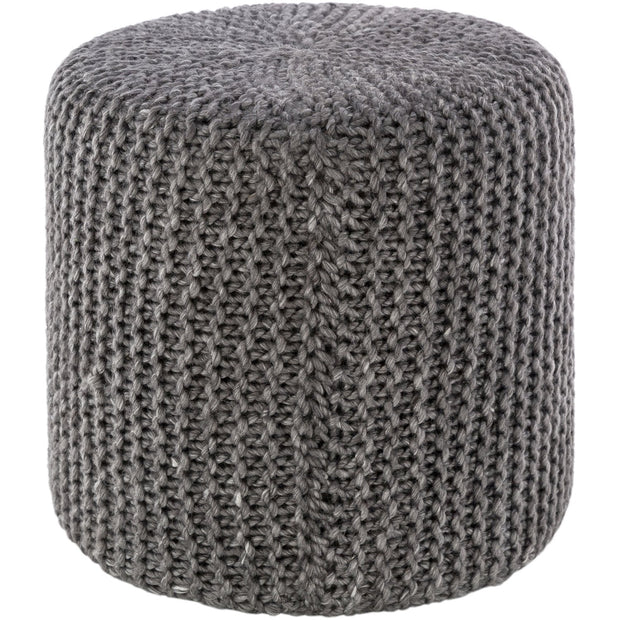 Prado POPF-004 Knitted Pouf in Charcoal by Surya