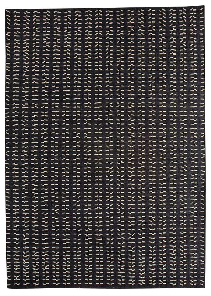 Palmdale Collection Hand Woven Wool and Felt Area Rug in Charcoal and White design by Mat the Basics