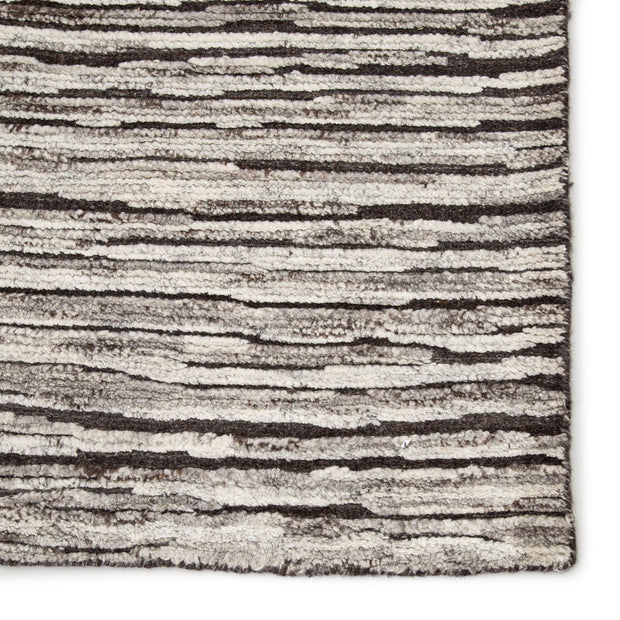 Ramsay Handmade Stripes Dark Gray & Ivory Rug