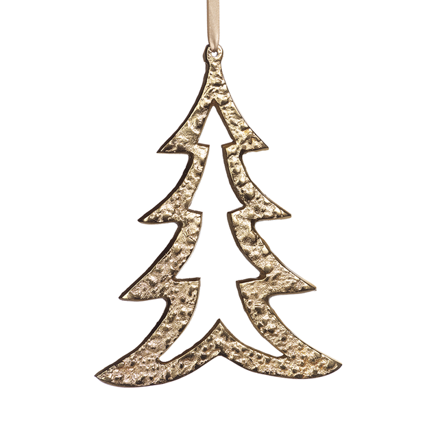 Raw Aluminum Gold Christmas Tree Ornament