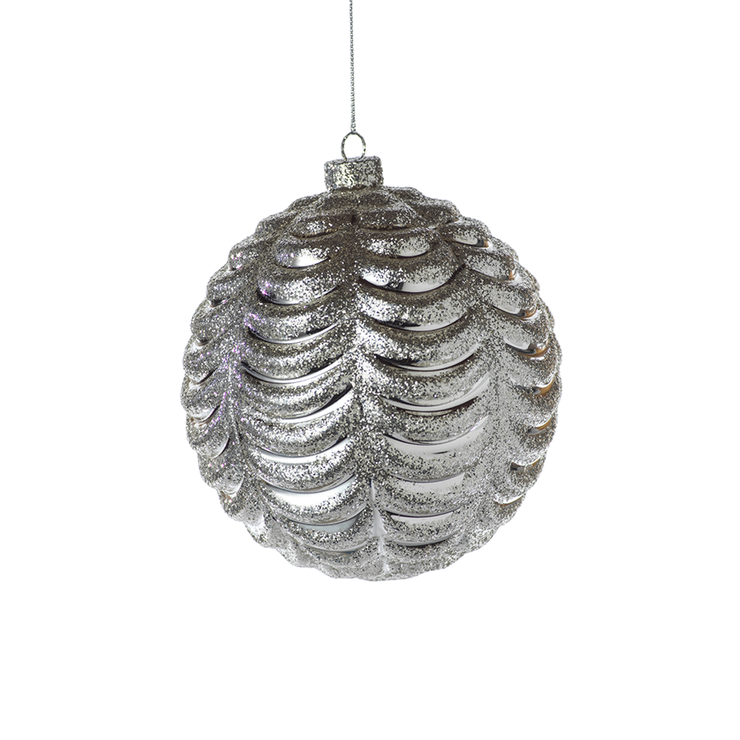 Ripple Silver Christmas Ball Ornament