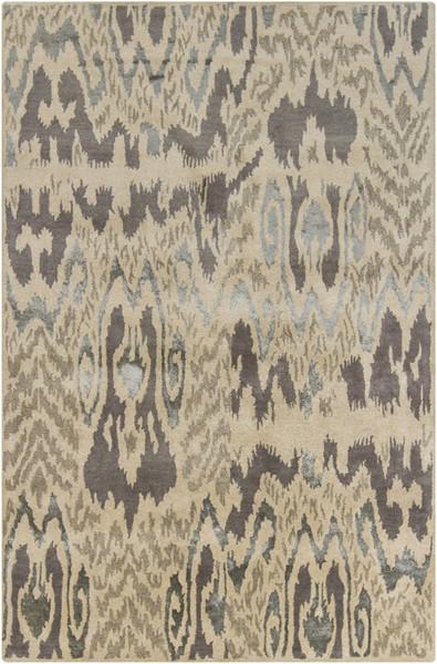 Rupec Collection Wool and Viscose Area Rug in Charcoal, Beige, and Grey