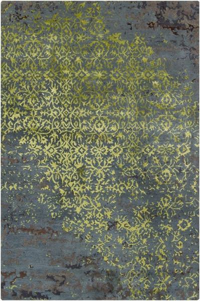 media image for Rupec Collection Wool and Viscose Area Rug in Green, Blue, and Grey 275