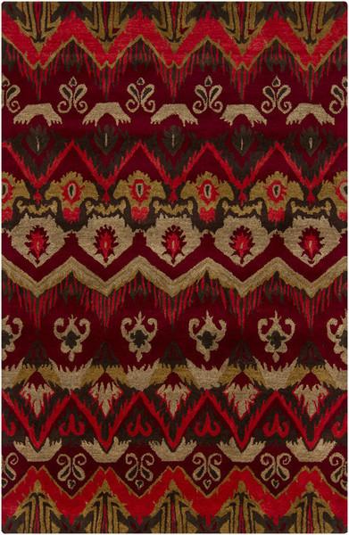 Rupec Collection Wool and Viscose Area Rug in Multi, Red, and Gold