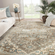 Flynn Hand-Knotted Medallion Gray & Blue Area Rug