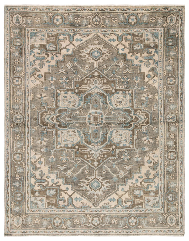Flynn Hand-Knotted Medallion Gray & Blue Area Rug