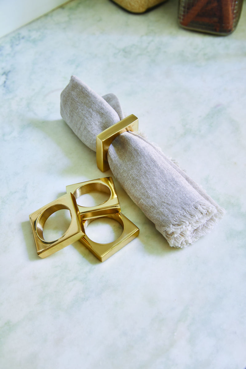 media image for Set of 4 Modernist Napkin Rings in Silver Plated Brass design by Sir/Madam 289