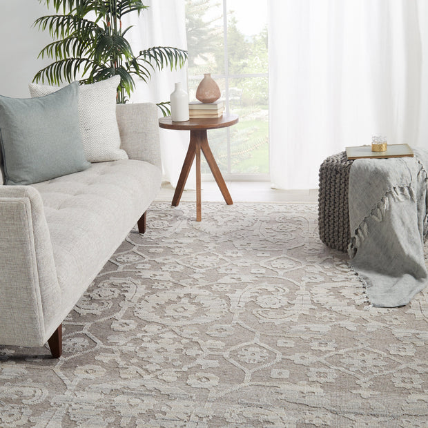 Ayres Handmade Floral Taupe & Gray Rug